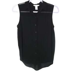 H&M Black Transparent Button Down Sleeveless Blouse Size 2